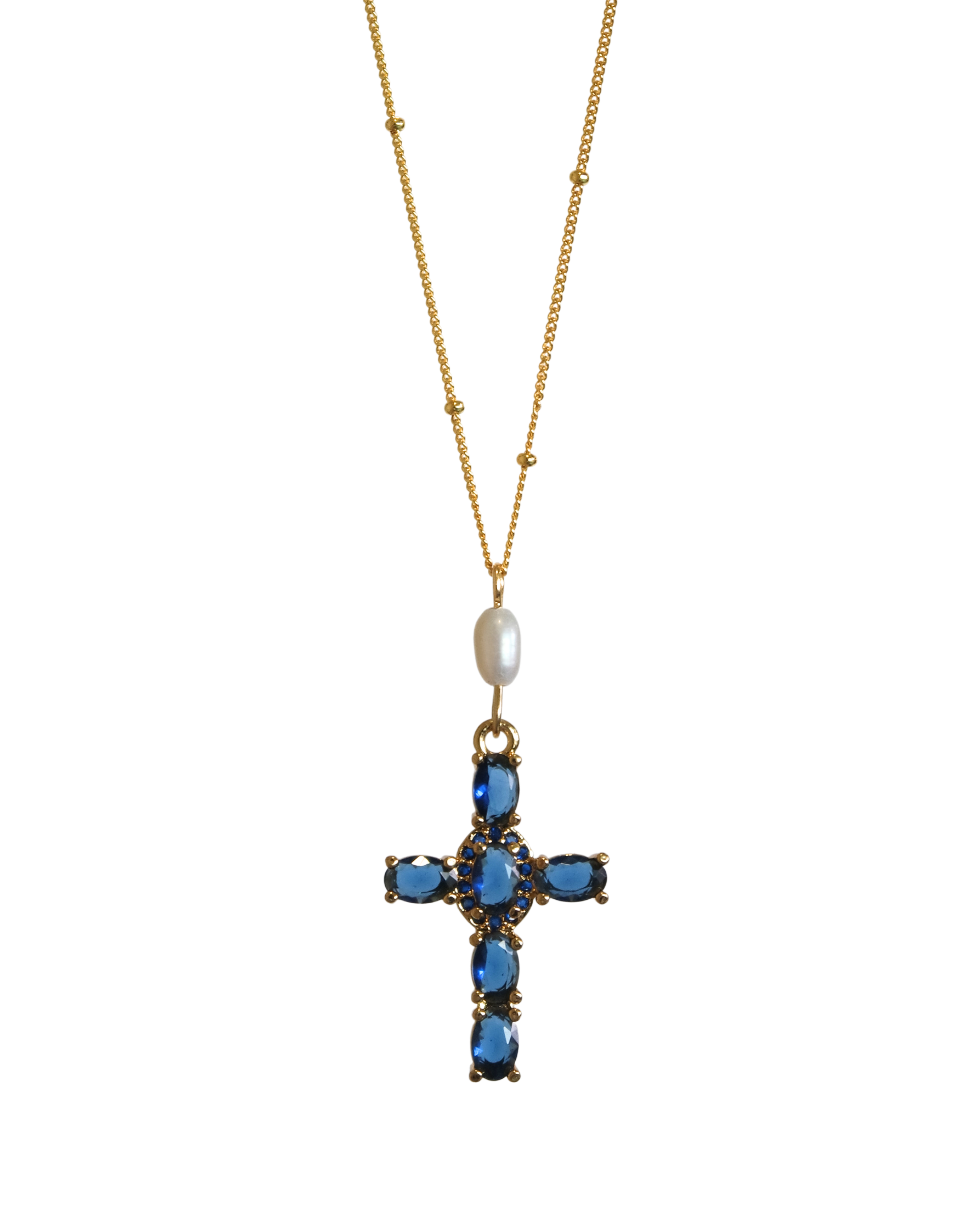Blue Cross with Pearl