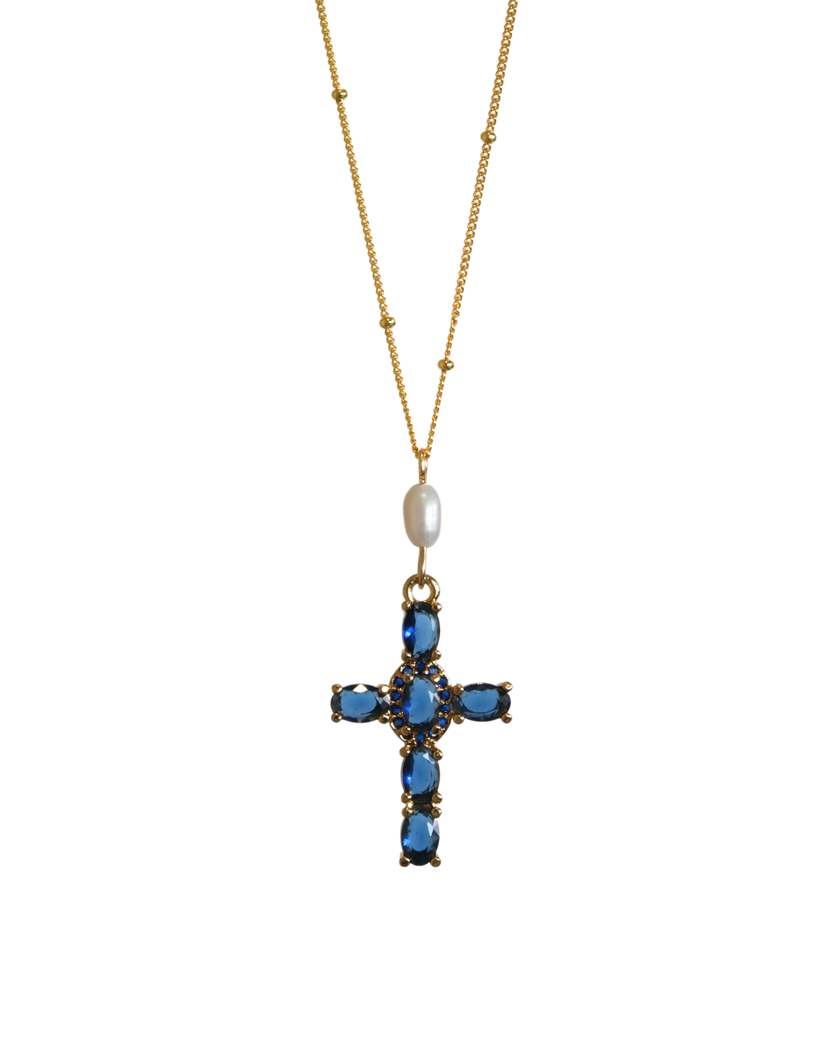 Blue Cross with Pearl