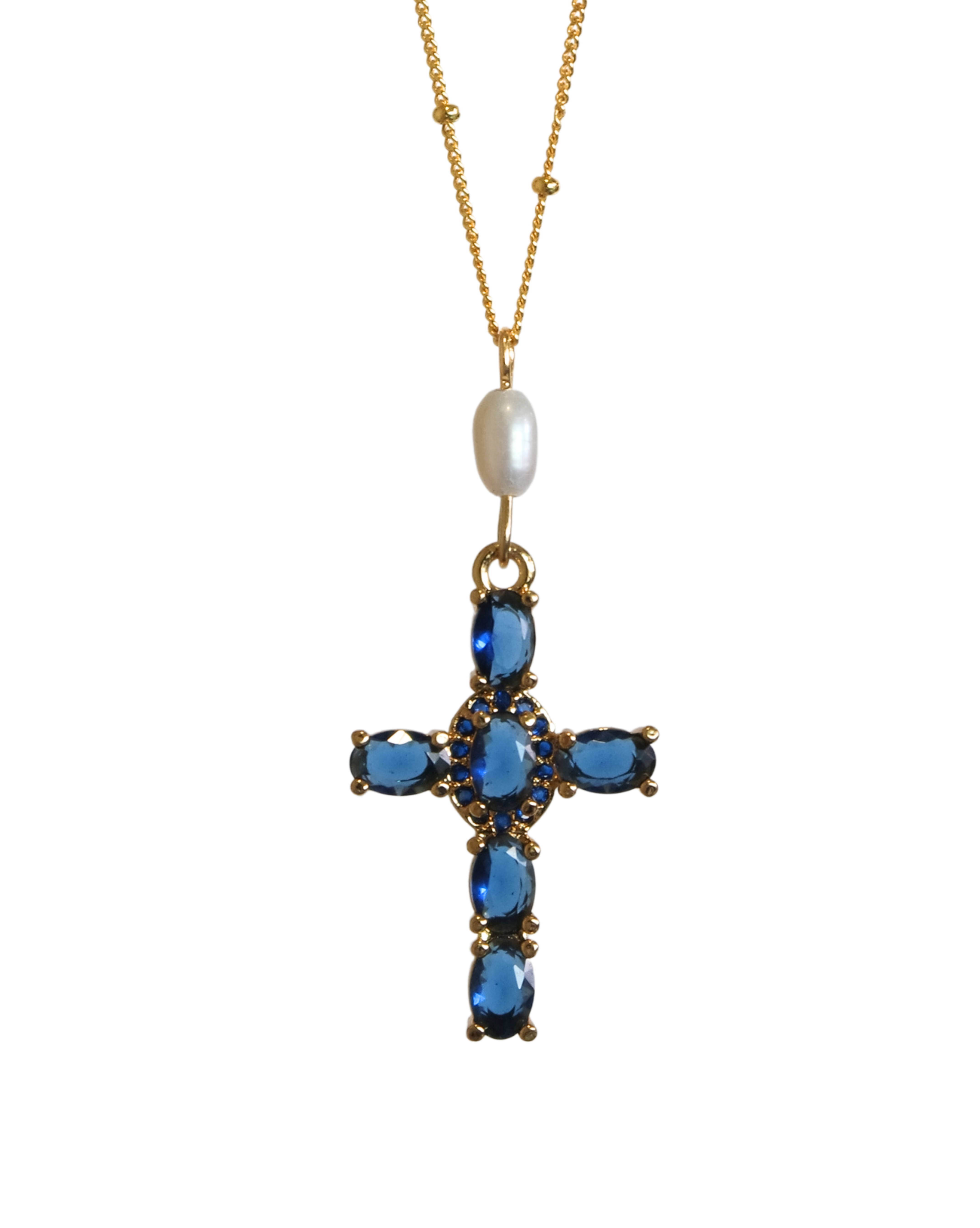 Blue Cross with Pearl