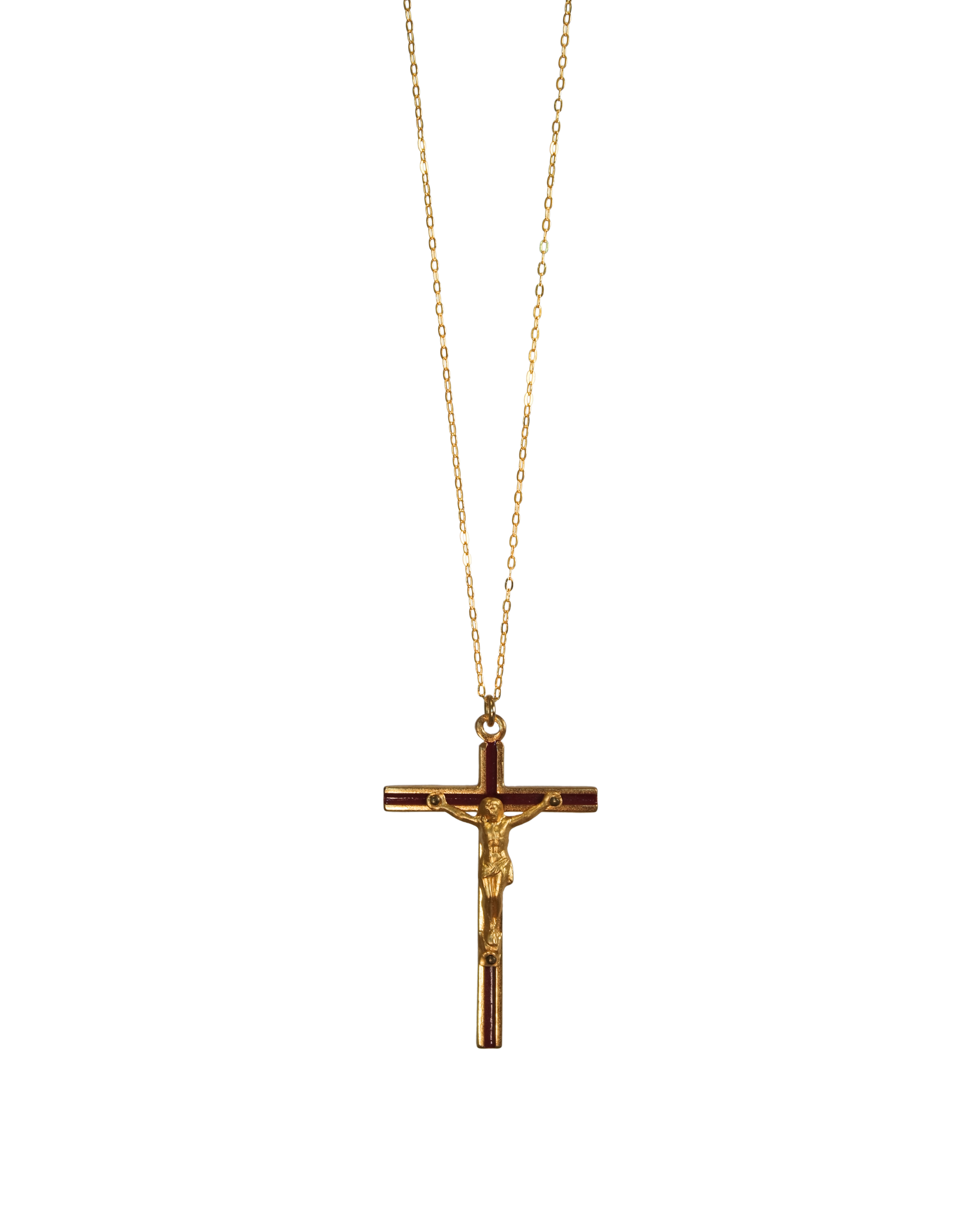 Burgundy and Gold Crucifix