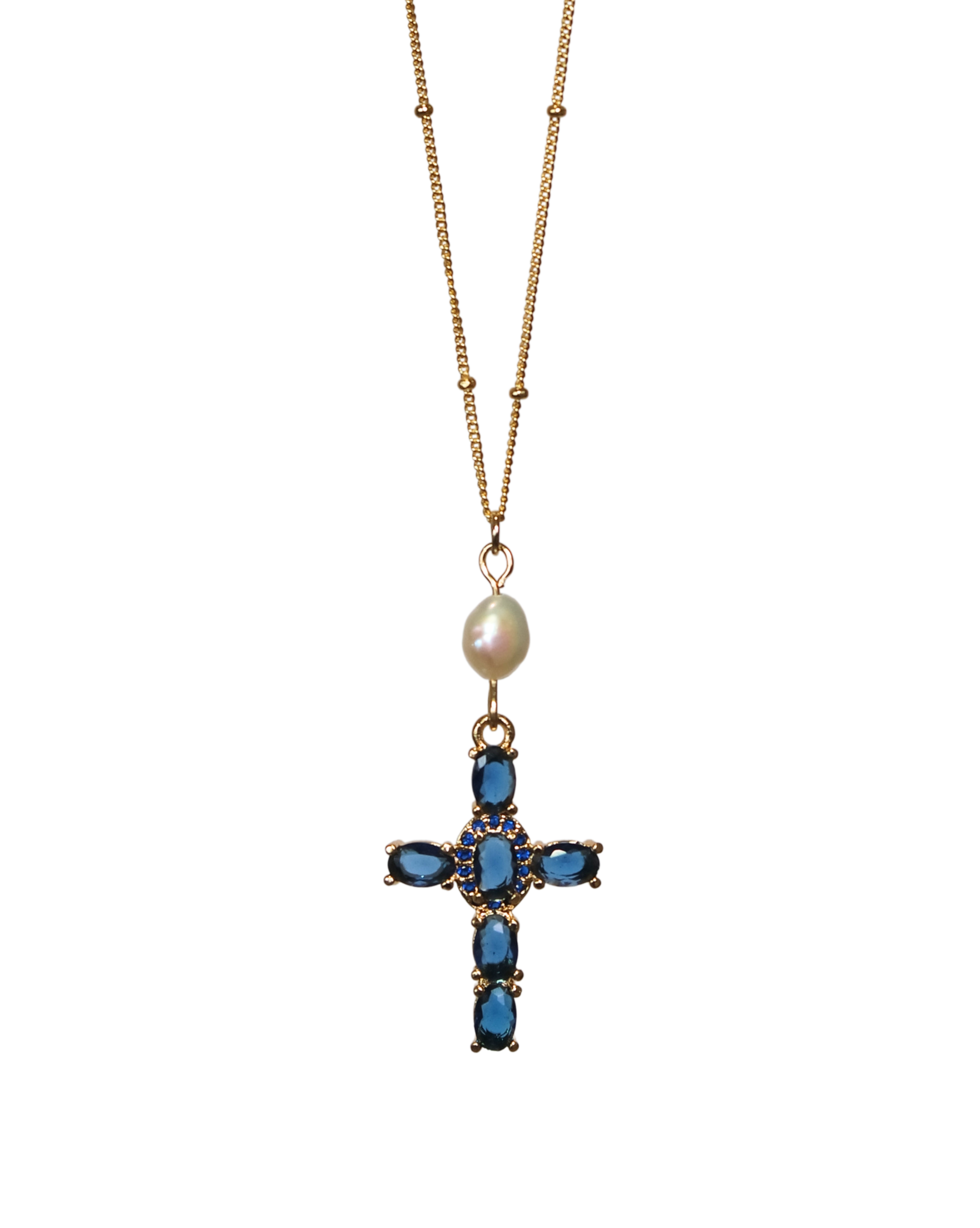 Blue Cross with Pearl